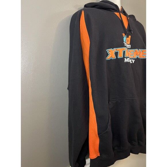 Team Xtreme Hockey Hoodie Mens 3XL Black Orange Game Pullover Sweatshirt - Picture 3 of 7
